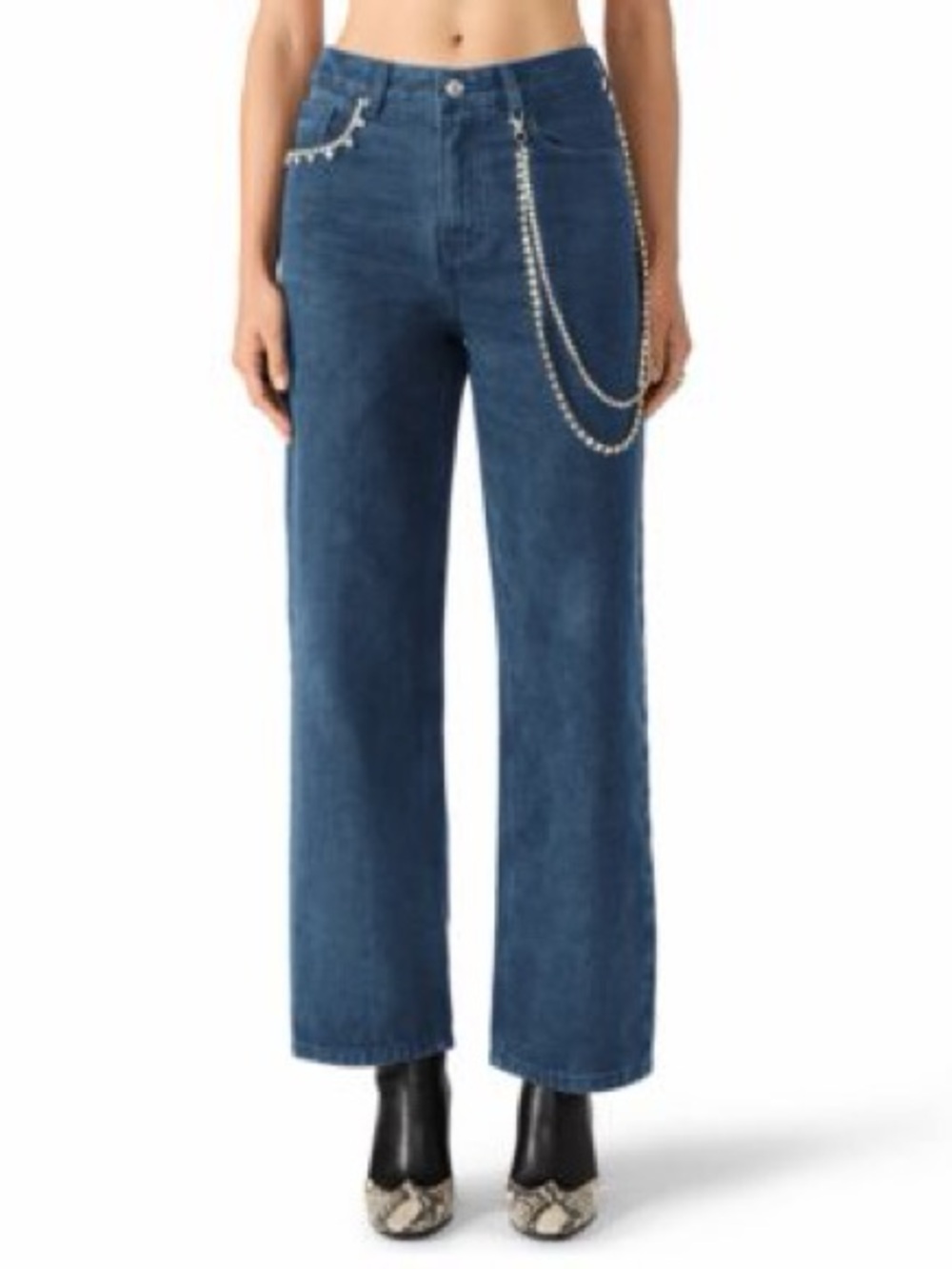 Steve Madden Swift Midrise Rhinestone Jeans with Chain Accent